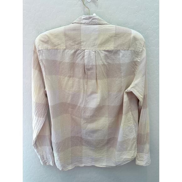 EVERLANE | Relaxed Air Shirt Beige Plaid Button Down 100% Cotton | Size 2 - Picture 4 of 6